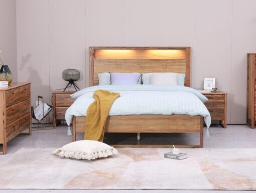 Fremantle Queen Bed – Aussie Hardwood with LED Lighting | Premium Bedroom Furniture