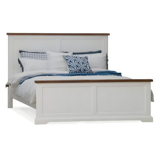 Oregon Two Tone Double Bed – Classic White Finish with Natural Timber Top