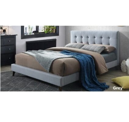 Laura Double Upholstered Bed – Light Grey - One Stop Pine